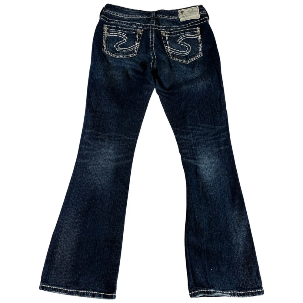 Silver‎ Co. Suki Bootcut Jeans Womens 28x32 Blue Denim Dark Wash Embroidered